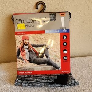 ClimateRight ByCuddl Duds Plush Warmth Base Layer Gray/ Black Leggings